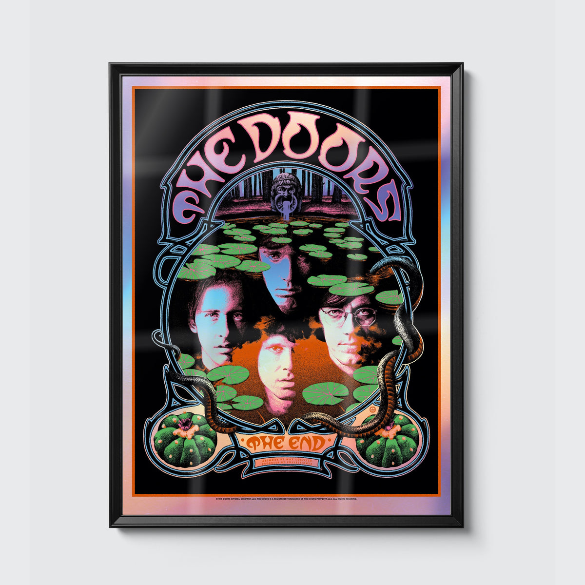 The Doors The End by Max Loeffler (Rainbow Foil) poster, framed on the wall