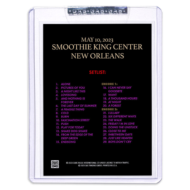 The Cure May 10, 2023 New Orleans Setlist Trading Card (Second Edition Colorway)