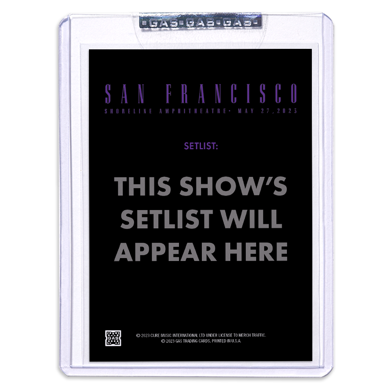 The Cure San Francisco May 27, 2023 Setlist Trading Card