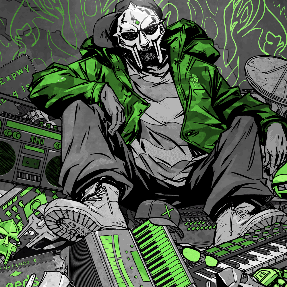 MF DOOM x Sanford Greene Print (Green & Silver Foil Edition)