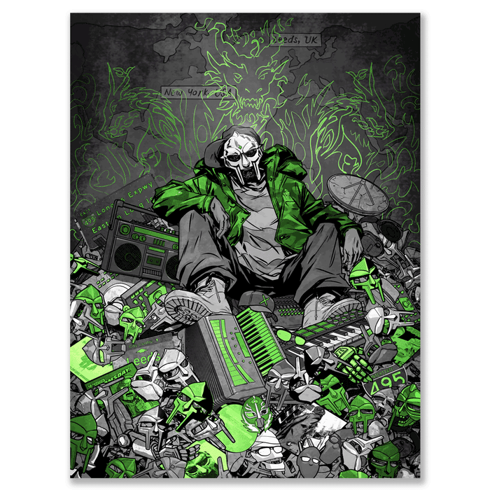 MF DOOM x Sanford Greene Print (Green & Silver Foil Edition)