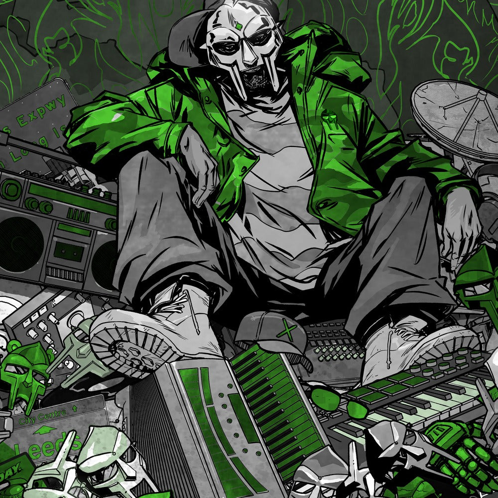 MF DOOM Green & Silver Foil print detail