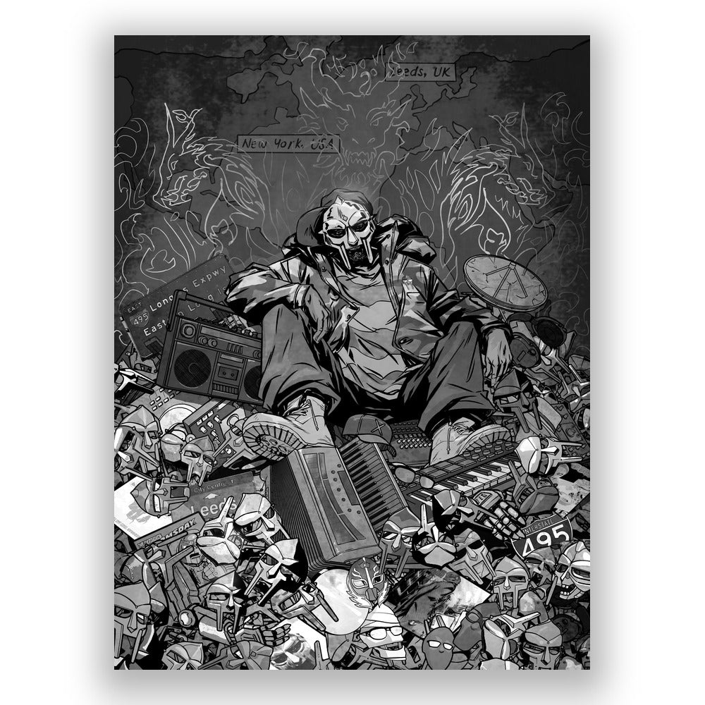 MF DOOM x Sanford Greene Silver Foil print