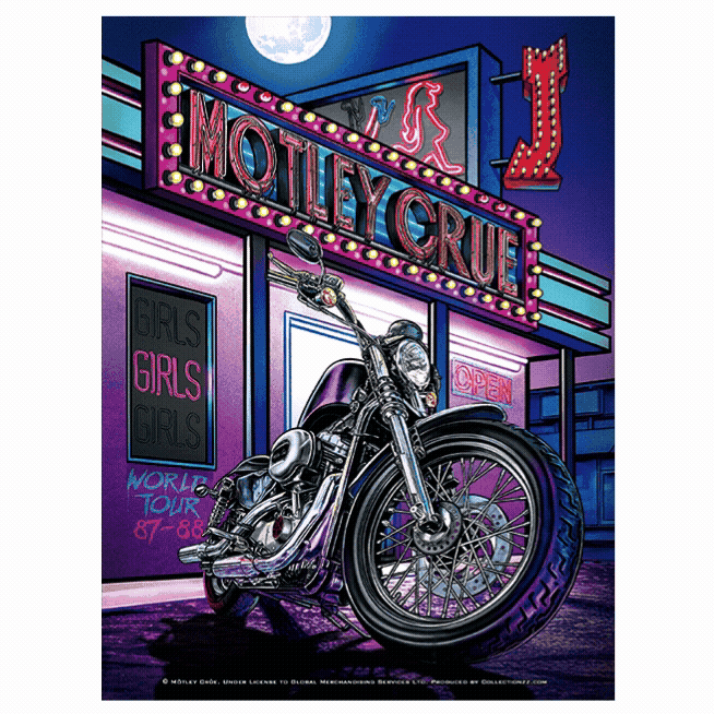 Mötley Crüe Crücial Crüe Girls Girls Girls Tour Lenticular — artwork in setting
