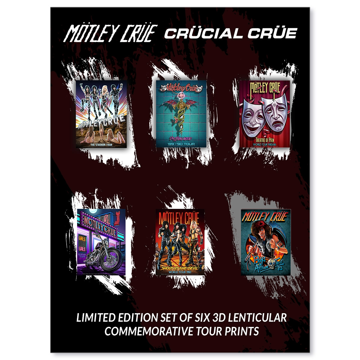 Mötley Crüe Crücial Crüe Tours Lenticulars - Set of 6