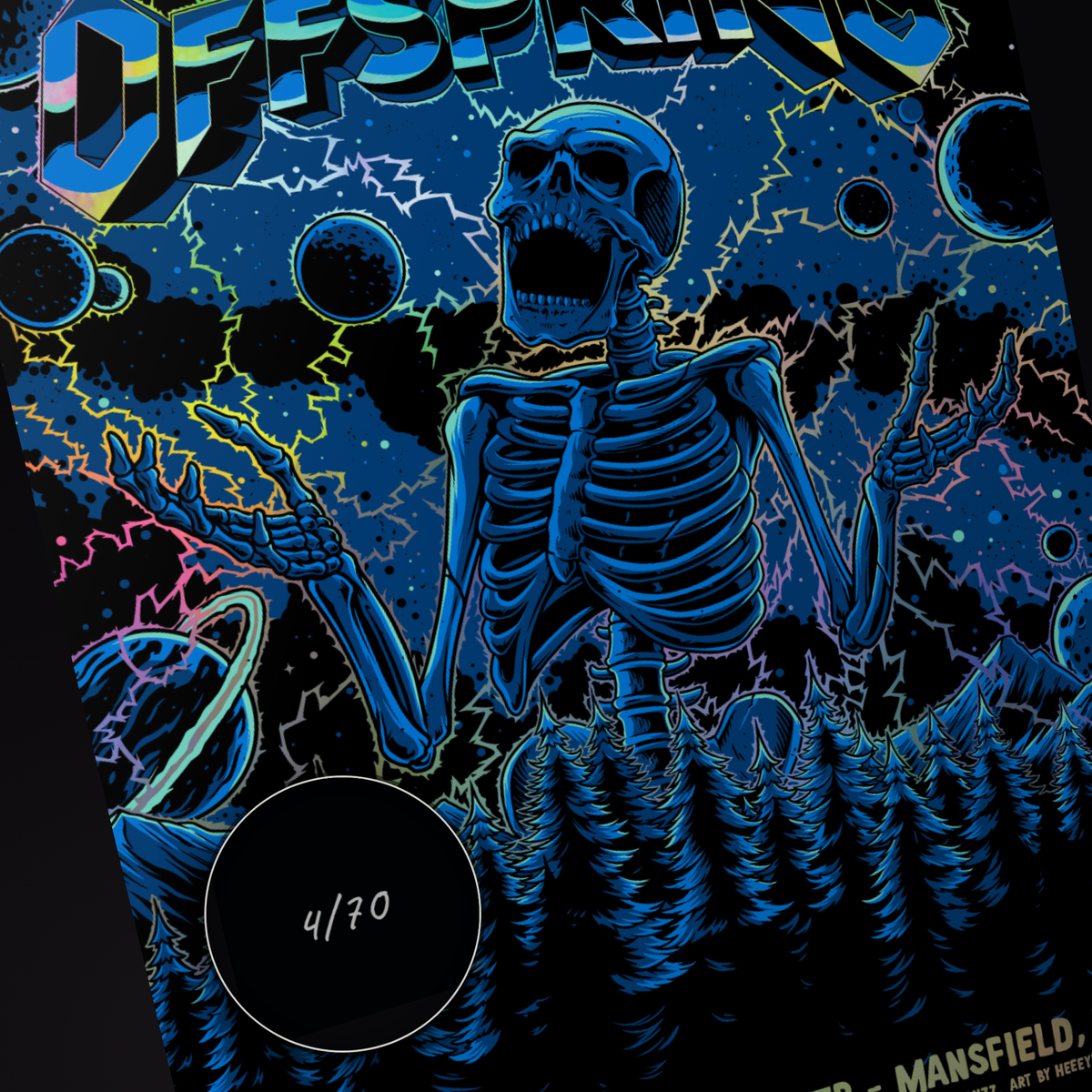 The Offspring · Mansfield (Foil) — hand-numbered corner detail (representative serial 4/70)