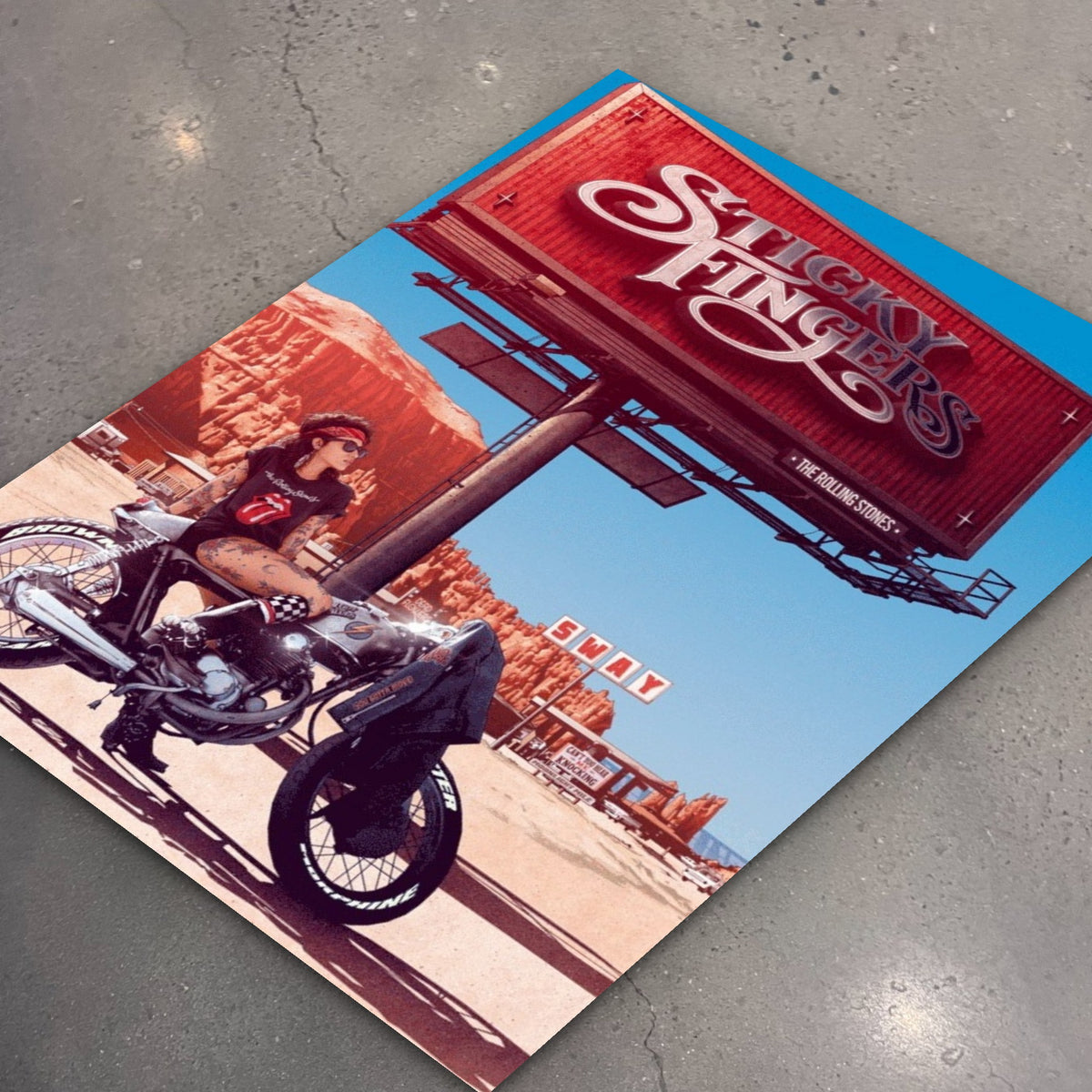 The Rolling Stones Sticky Fingers by Dani Blasquez (Silver Foil) poster, flat lay
