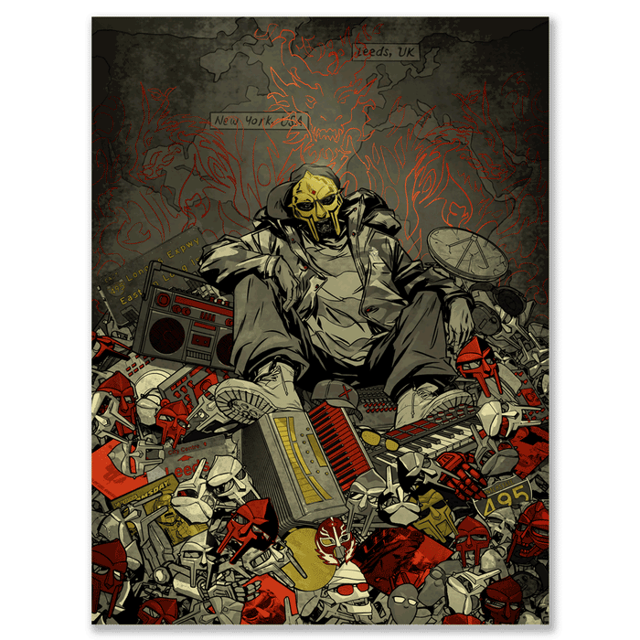 MF DOOM x Sanford Greene Print (Red & Gold Foil Edition)