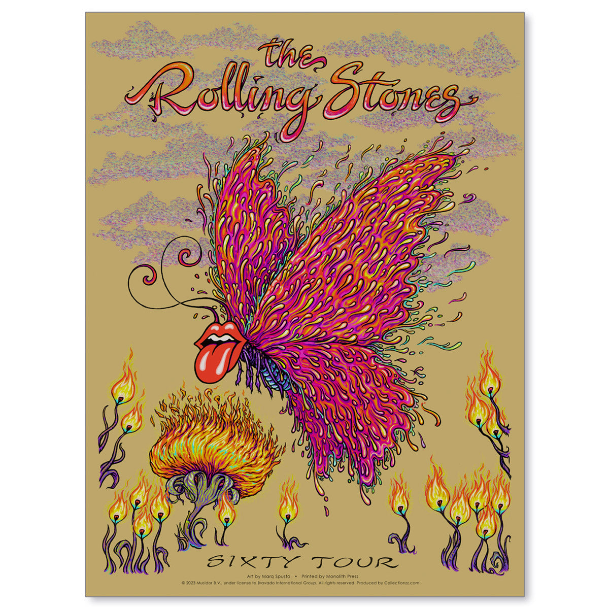Rolling Stones Sixty Tour by Marq Spusta (Metallic Gold Leaf Printer Proof)