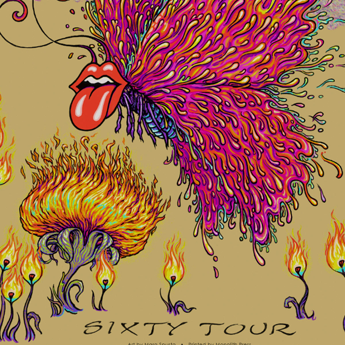 Rolling Stones Sixty Tour by Marq Spusta (Metallic Gold Leaf Printer Proof)