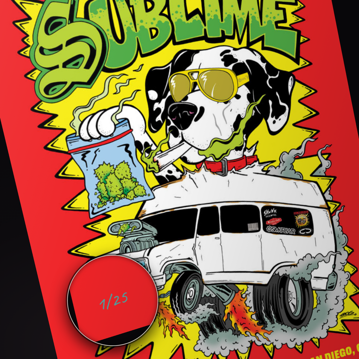 Sublime · San Diego (Bay Fest) — hand-numbered corner detail (representative serial 1/25)