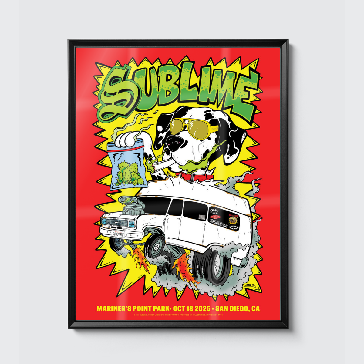 Sublime · San Diego (Bay Fest) poster, framed on the wall