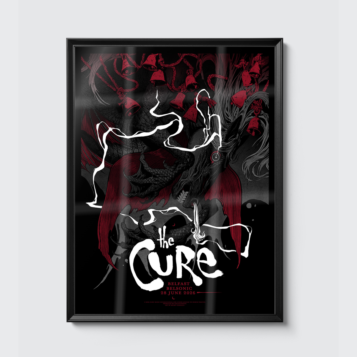The Cure · Belfast poster, framed on the wall
