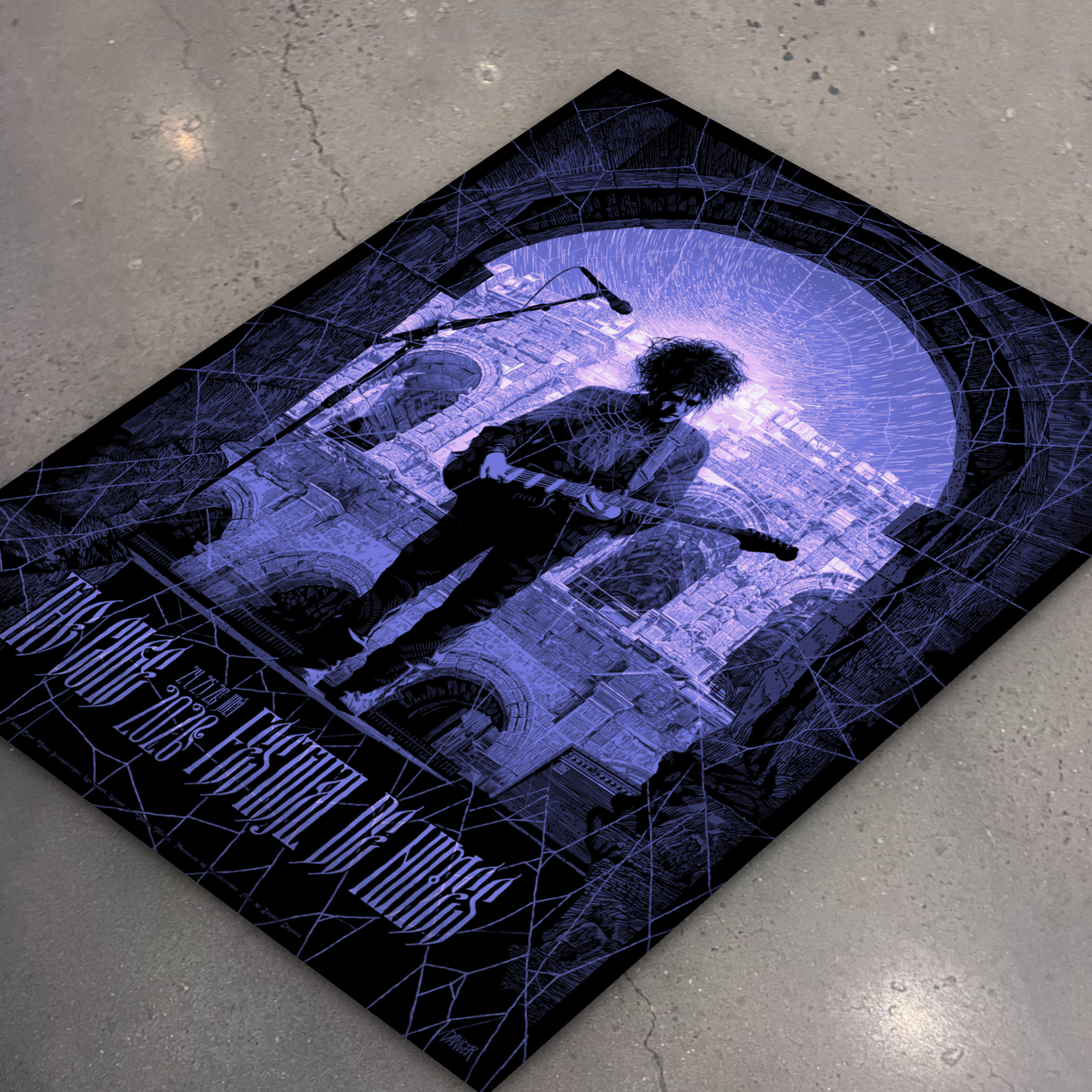 The Cure · Nîmes July 24 (Blue) — flat lay on shop floor