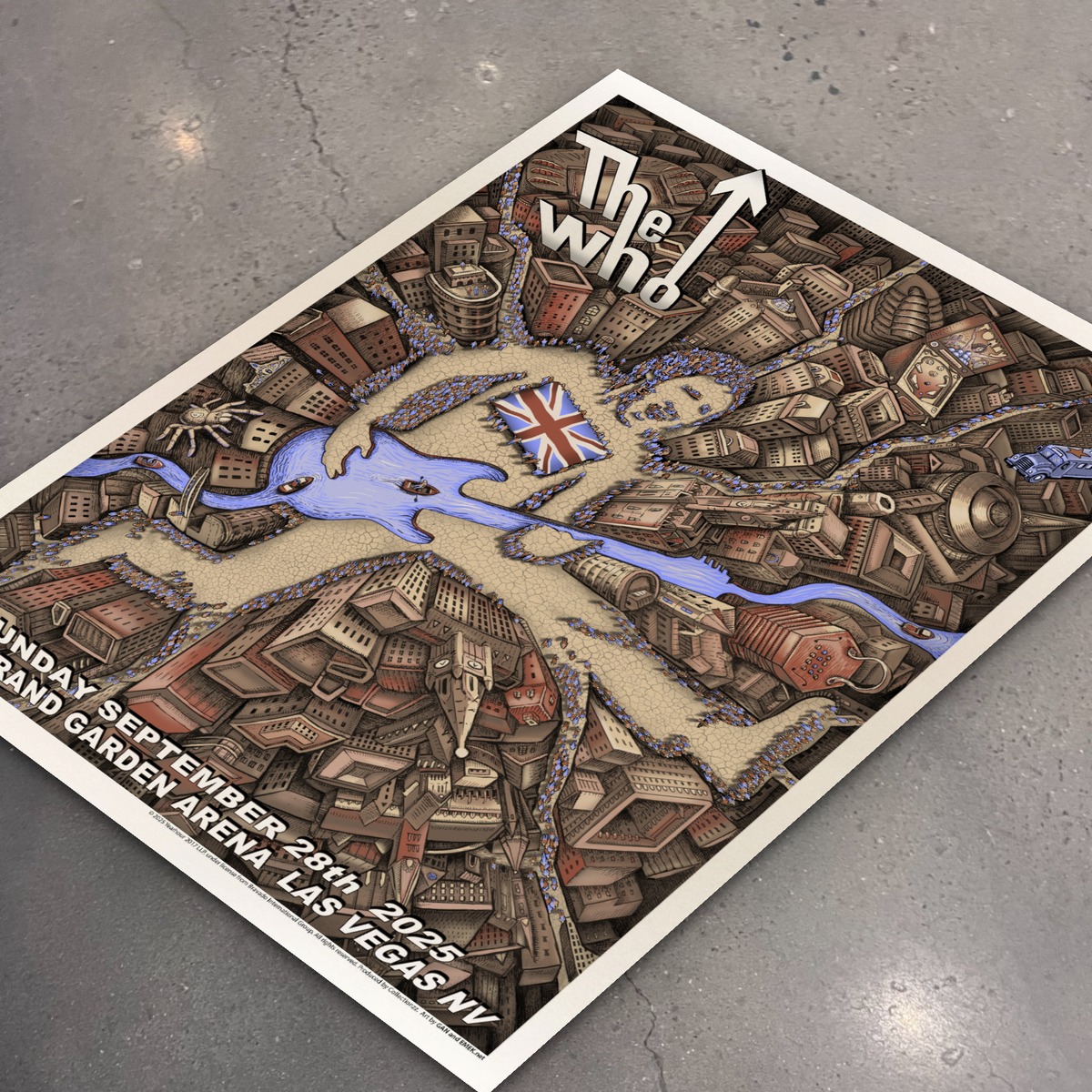 The Who · Las Vegas (Foil) — flat lay on shop floor