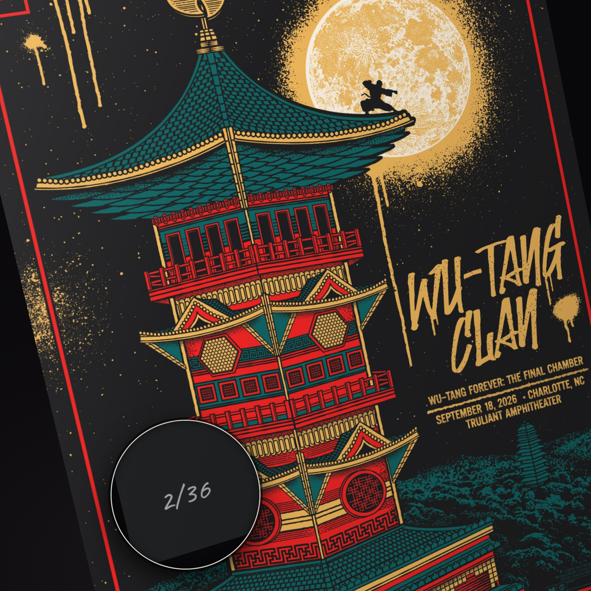 Wu-Tang Clan · Charlotte (Collector's Edition) — hand-numbered corner detail (representative serial 2/36)
