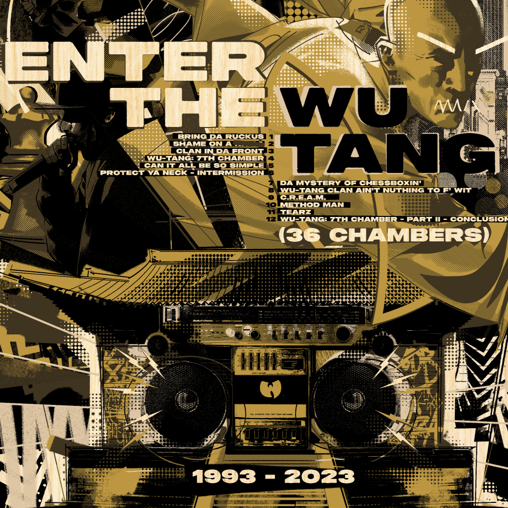 Wu Tang Clan 36 Chambers 30th Anniversary (Wood Edition) NYCC — artwork in setting