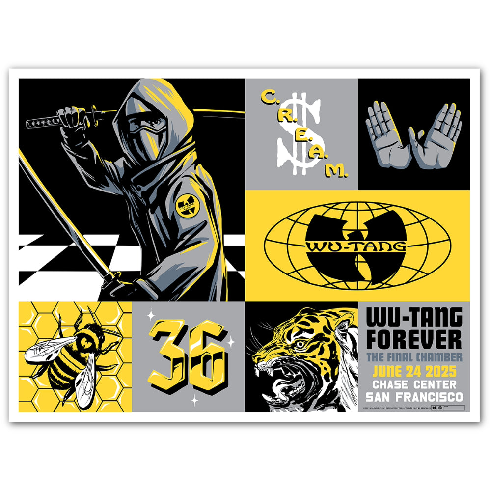 Calcetines Wu-Tang Clan Oficiales - Logo Amarillo Repetido, Talla UK 7-11 (EUR 40-45) - Para Hombre/unisex