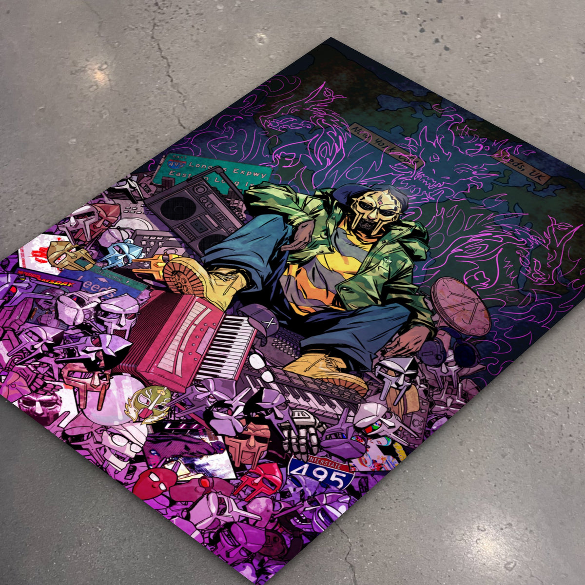 MF DOOM x Sanford Greene Print (Timed Edition) poster, flat lay