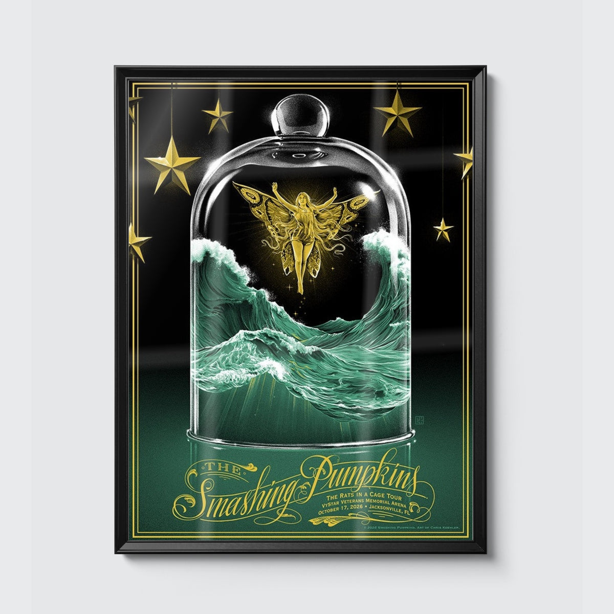 The Smashing Pumpkins Jacksonville October 17, 2026 (Show Edition) poster, framed on the wall