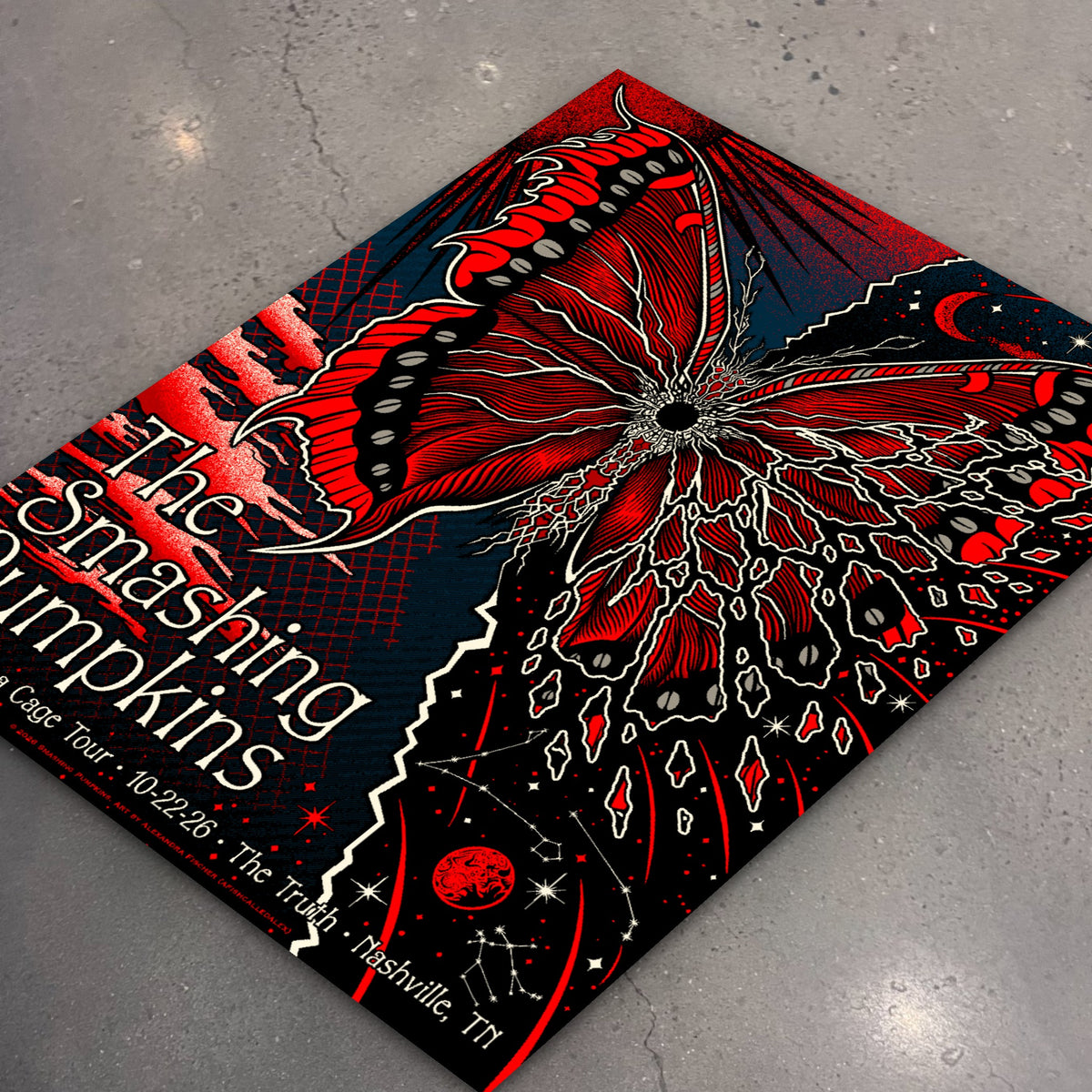 The Smashing Pumpkins Nashville October 22, 2026 (Show Edition) poster, flat lay