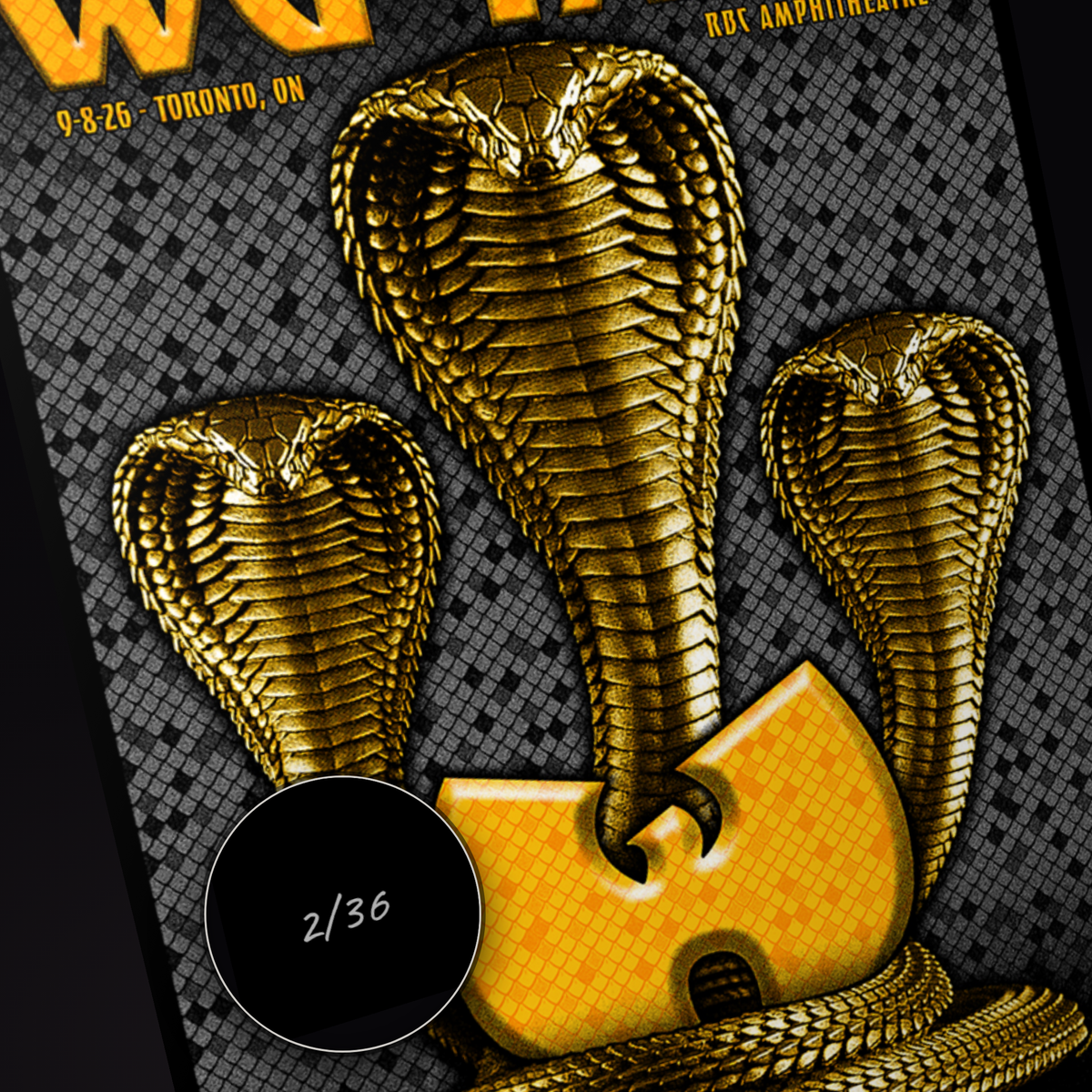 Wu-Tang Clan Toronto poster, individually numbered edition of 36, detail of the hand-numbered serial