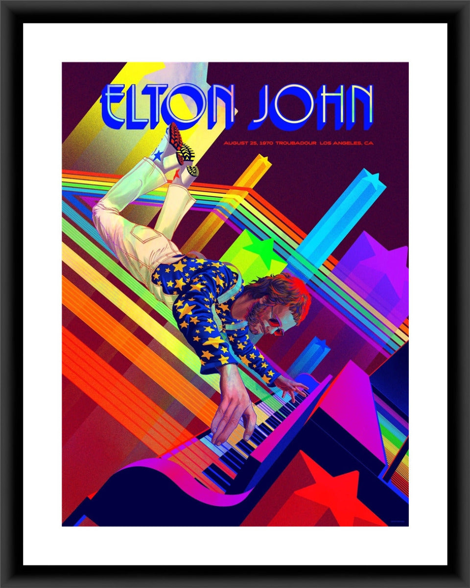 Elton John Troubadour 1970 by Kevin Tong (Rainbow Foil Edition)