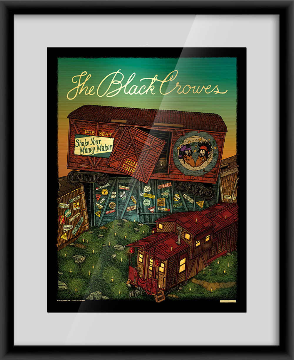 The Black Crowes Shake Your Money Maker Tour (Brushed Gold Foil Variant) — artwork in setting