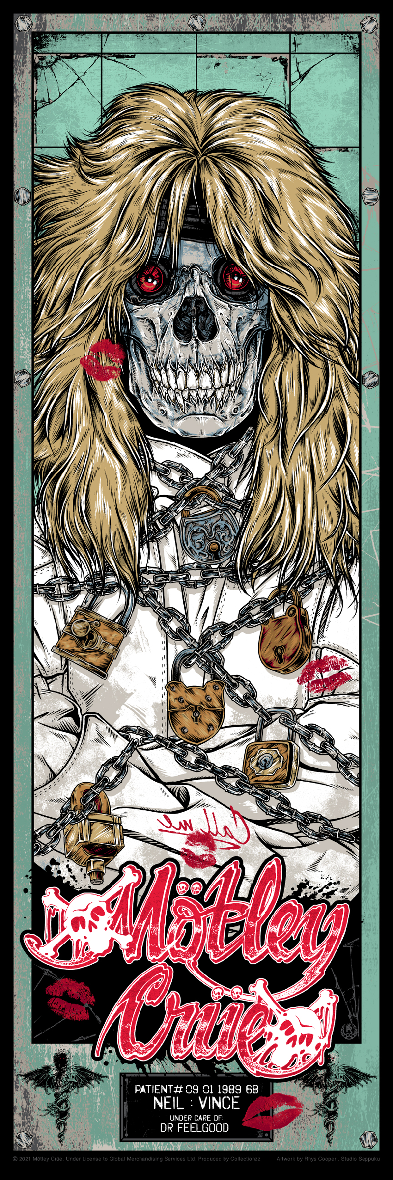 Mötley Crüe Dr. Feelgood's Patients (Set of 4) — artwork in setting