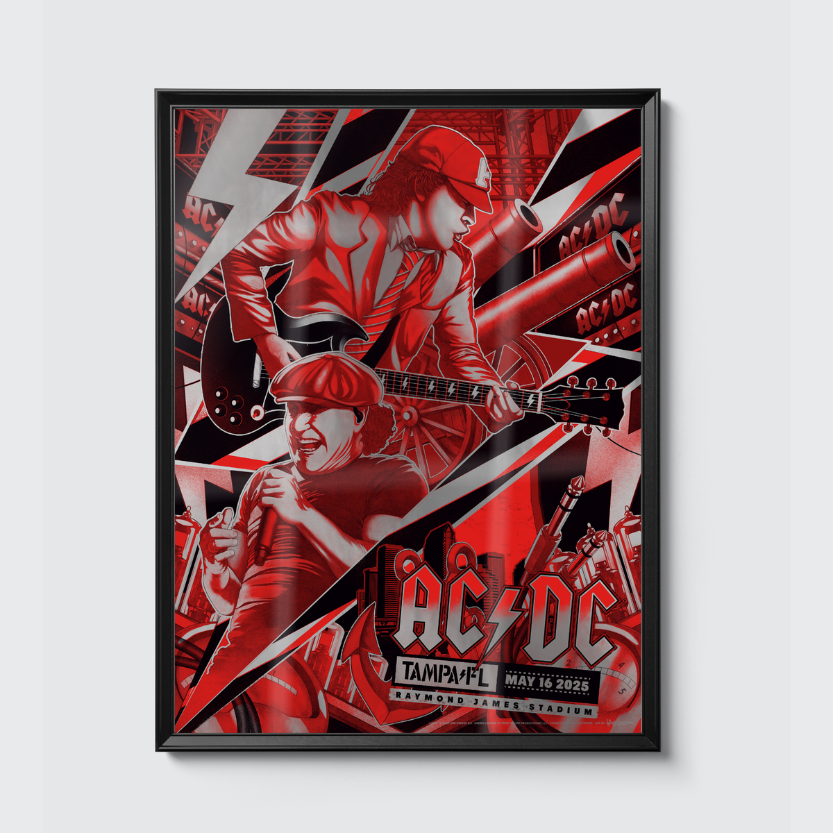 AC/DC · Tampa (Silver Foil) poster, framed on the wall