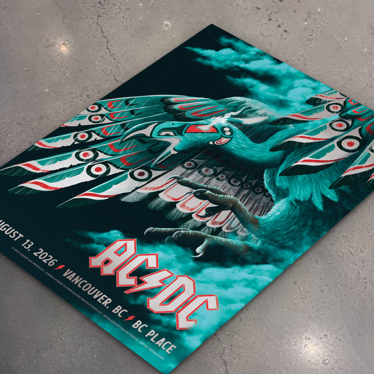 AC/DC · Vancouver (Foil) — flat lay on shop floor