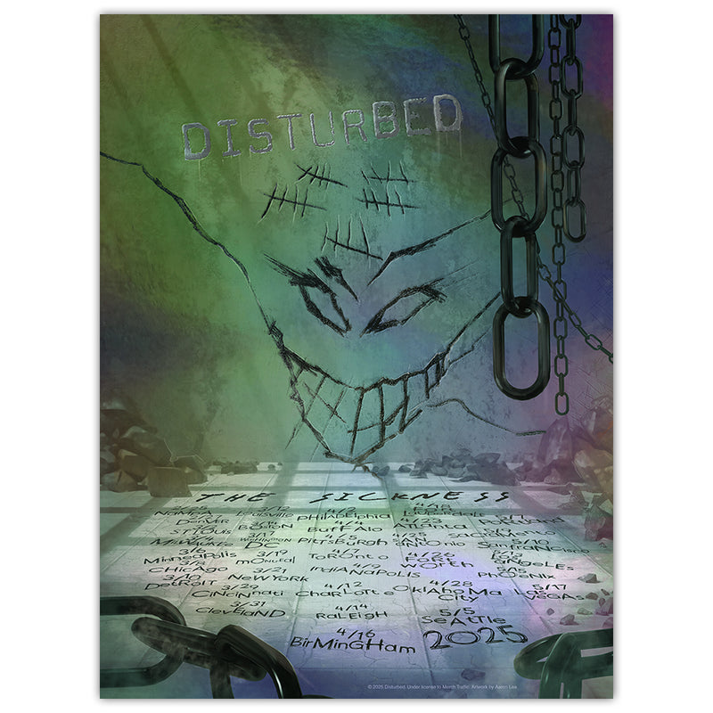 Disturbed "The Sickness" 25th Anniversary Tour Poster (Rainbow Foil)