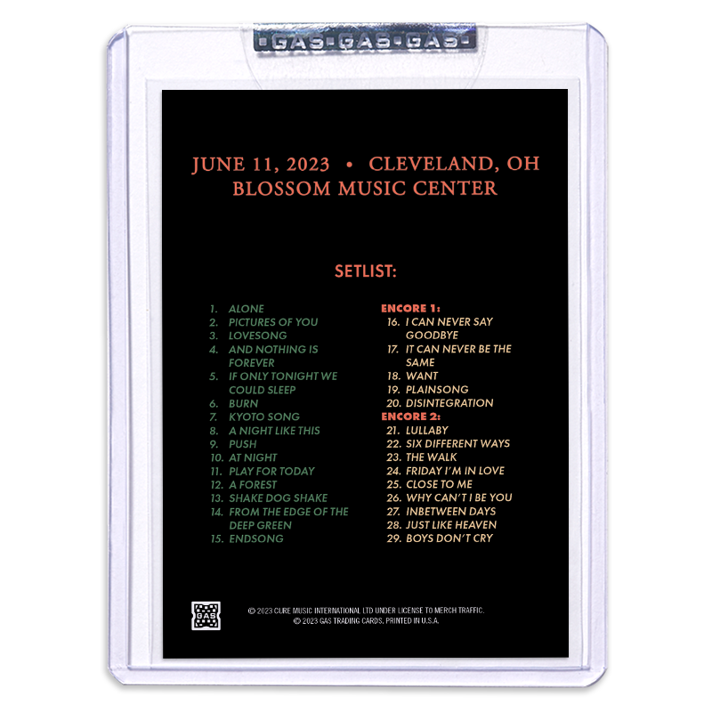 The Cure Cleveland June 11, 2023 Trading Card