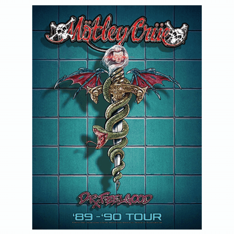 Mötley Crüe Crücial Crüe Dr. Feelgood Tour Lenticular — artwork in setting