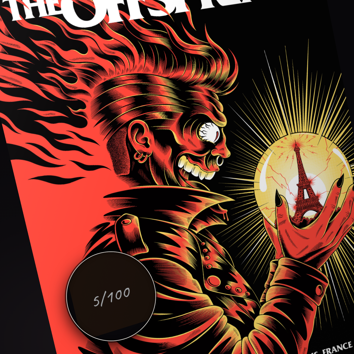 The Offspring · Paris (Gold Foil) — hand-numbered corner detail (representative serial 5/100)