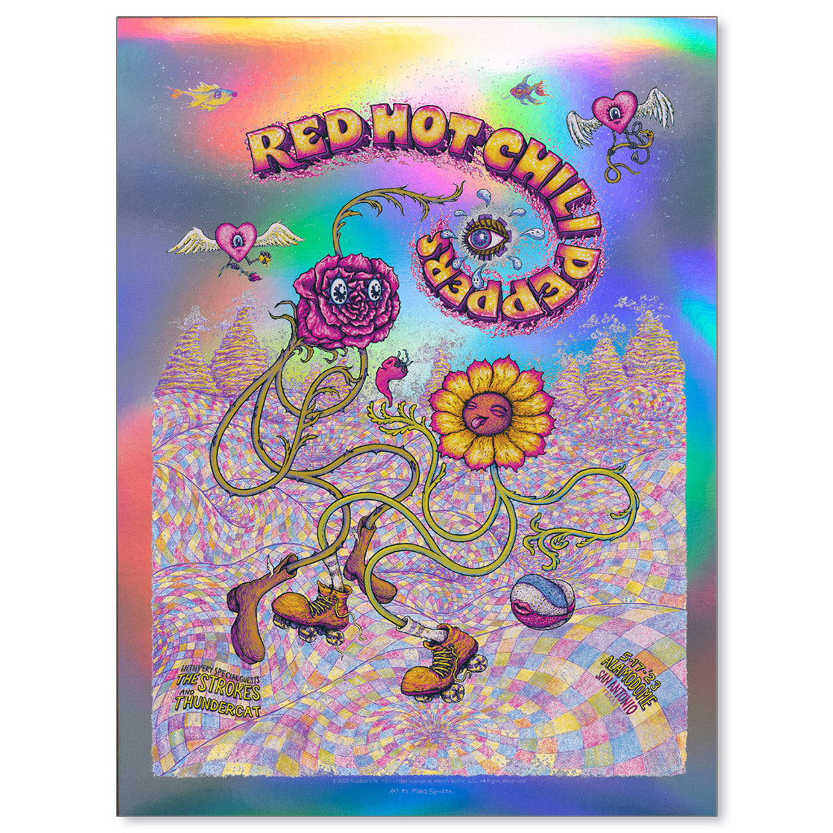 Red Hot Chili Peppers San Antonio May 17, 2023 Rainbow Foil Poster