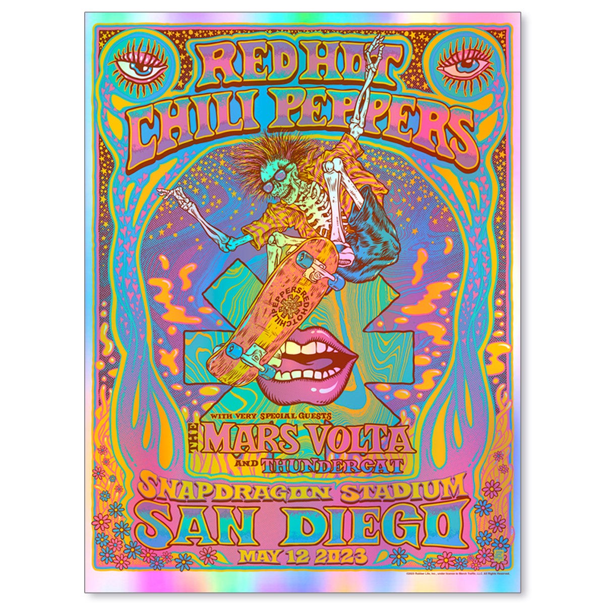 Red Hot Chili Peppers San Diego May 12, 2023 Rainbow Foil Poster