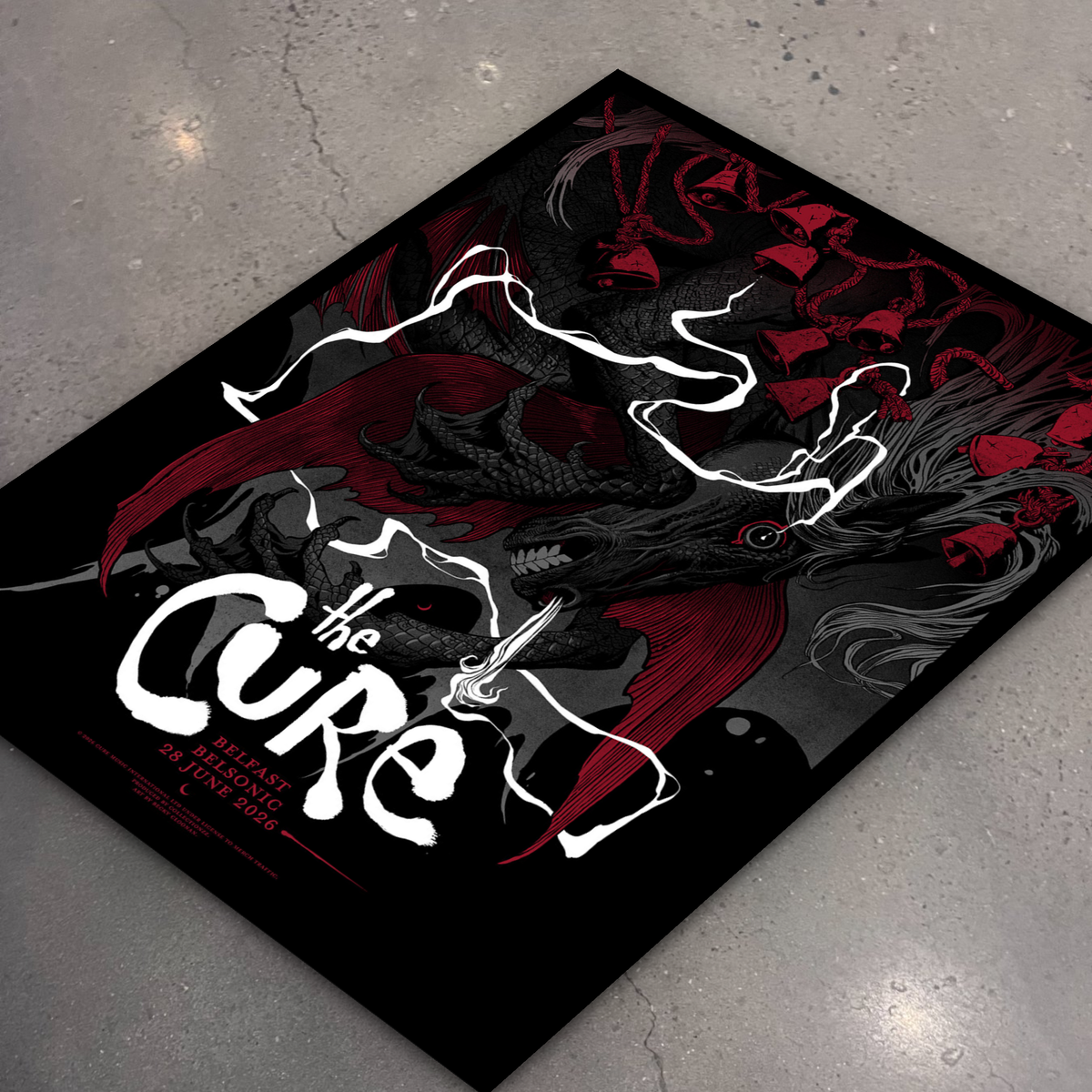 The Cure · Belfast — flat lay on shop floor