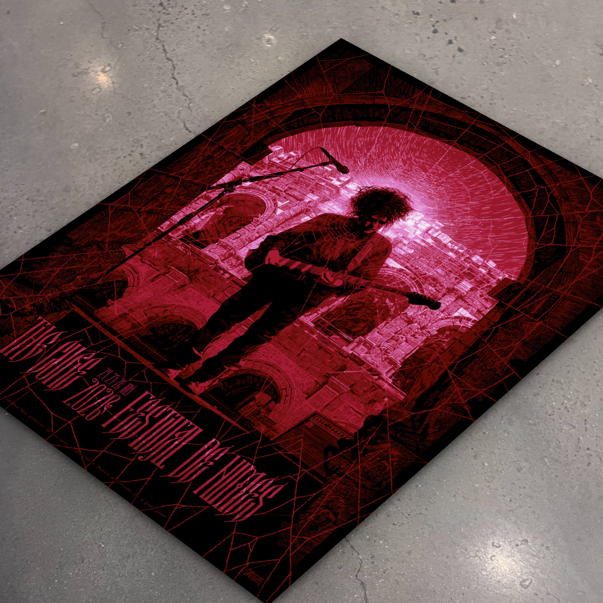 The Cure · Nîmes July 26 (Red) — flat lay on shop floor