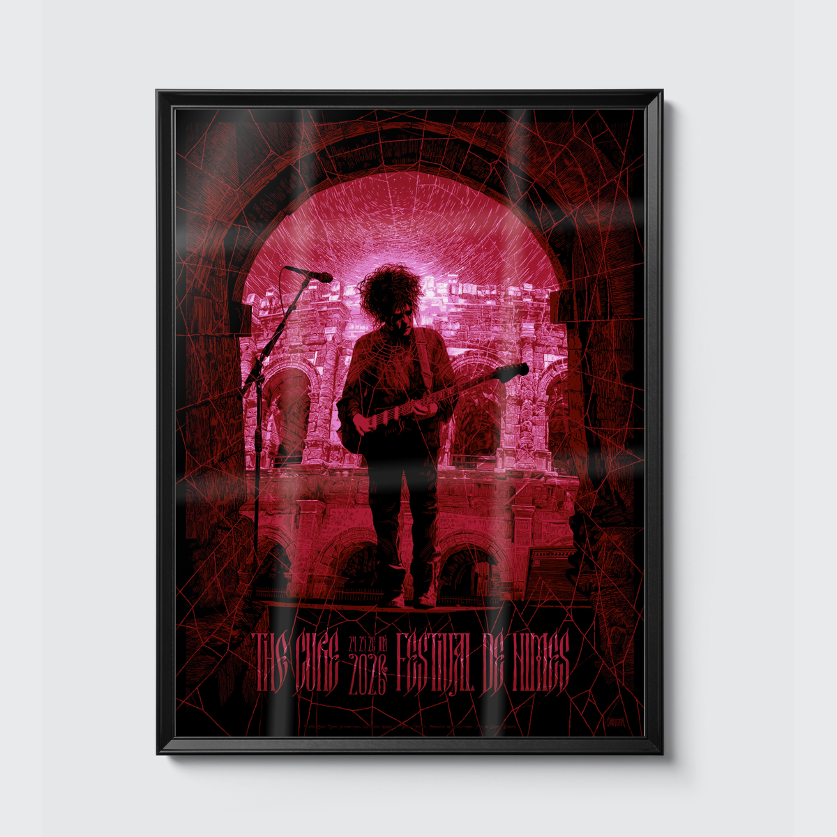 The Cure · Nîmes July 26 (Red) poster, framed on the wall