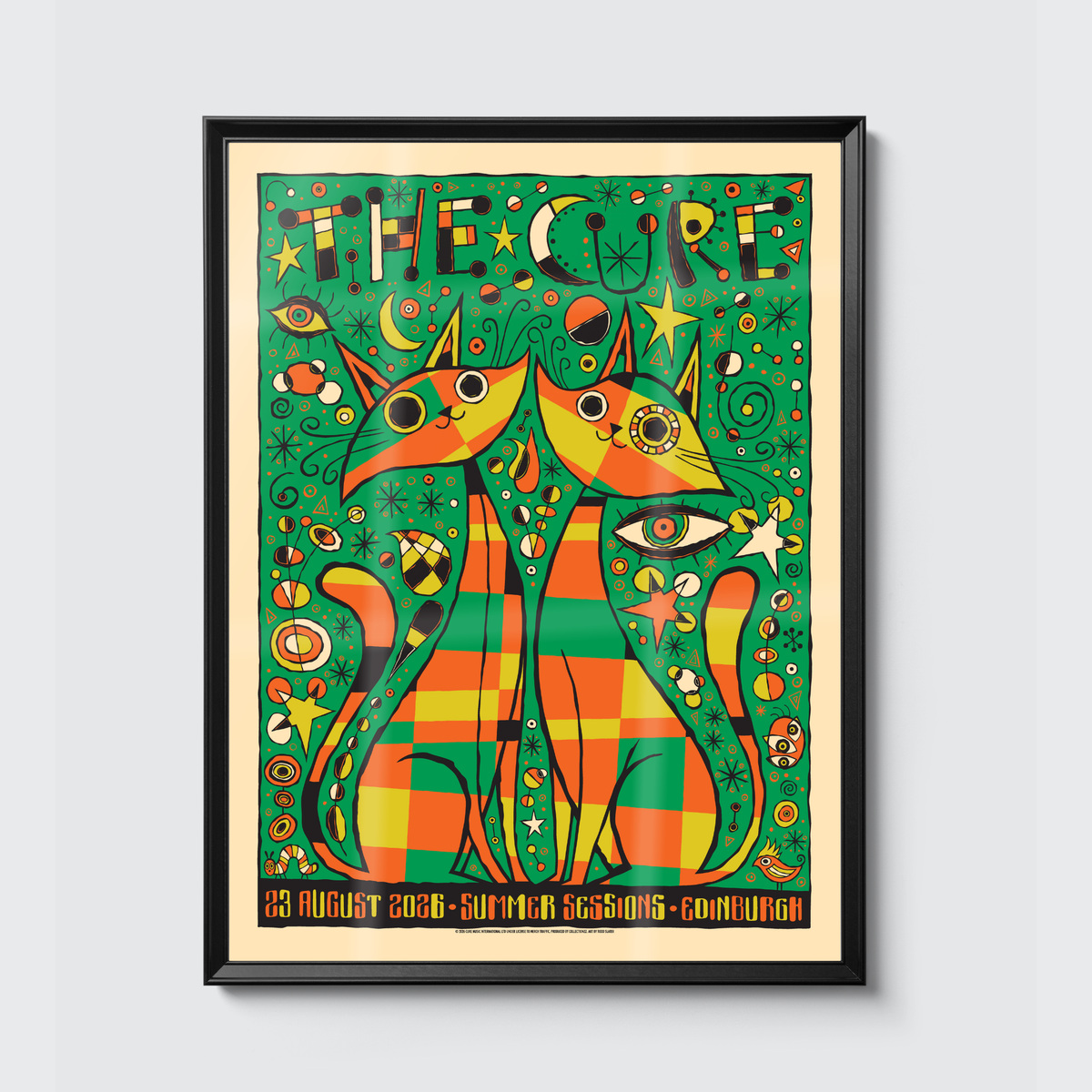 The Cure · Edinburgh poster, framed on the wall