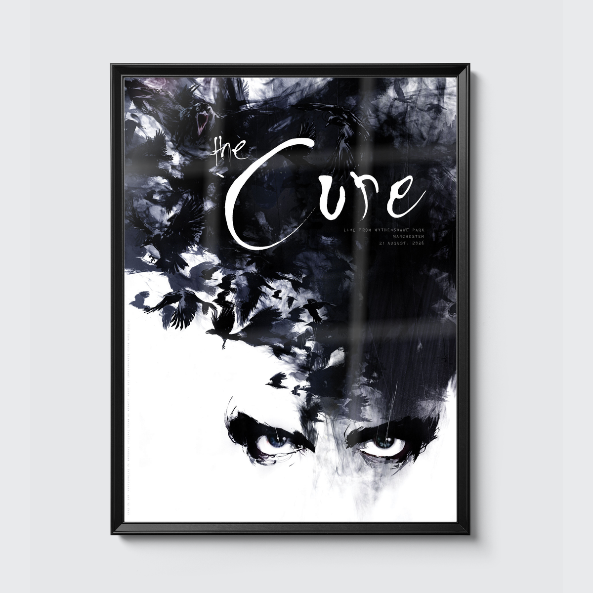 The Cure · Manchester poster, framed on the wall