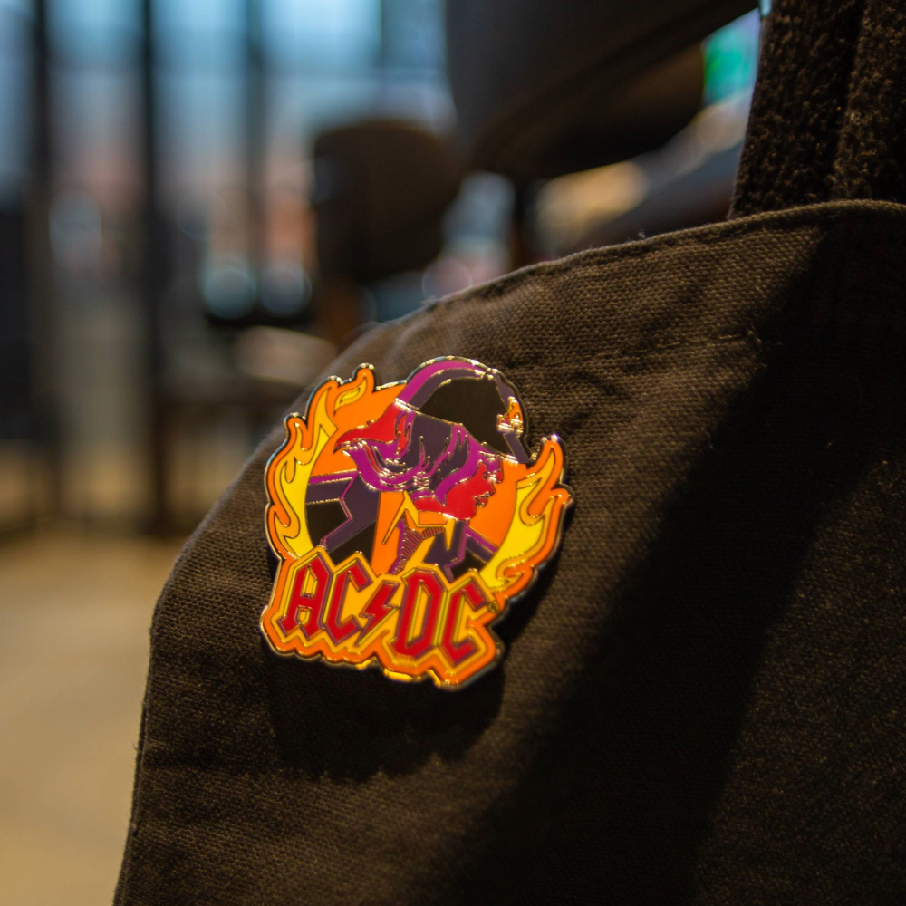 AC/DC Angus Young Enamel Pin by Tom Whalen