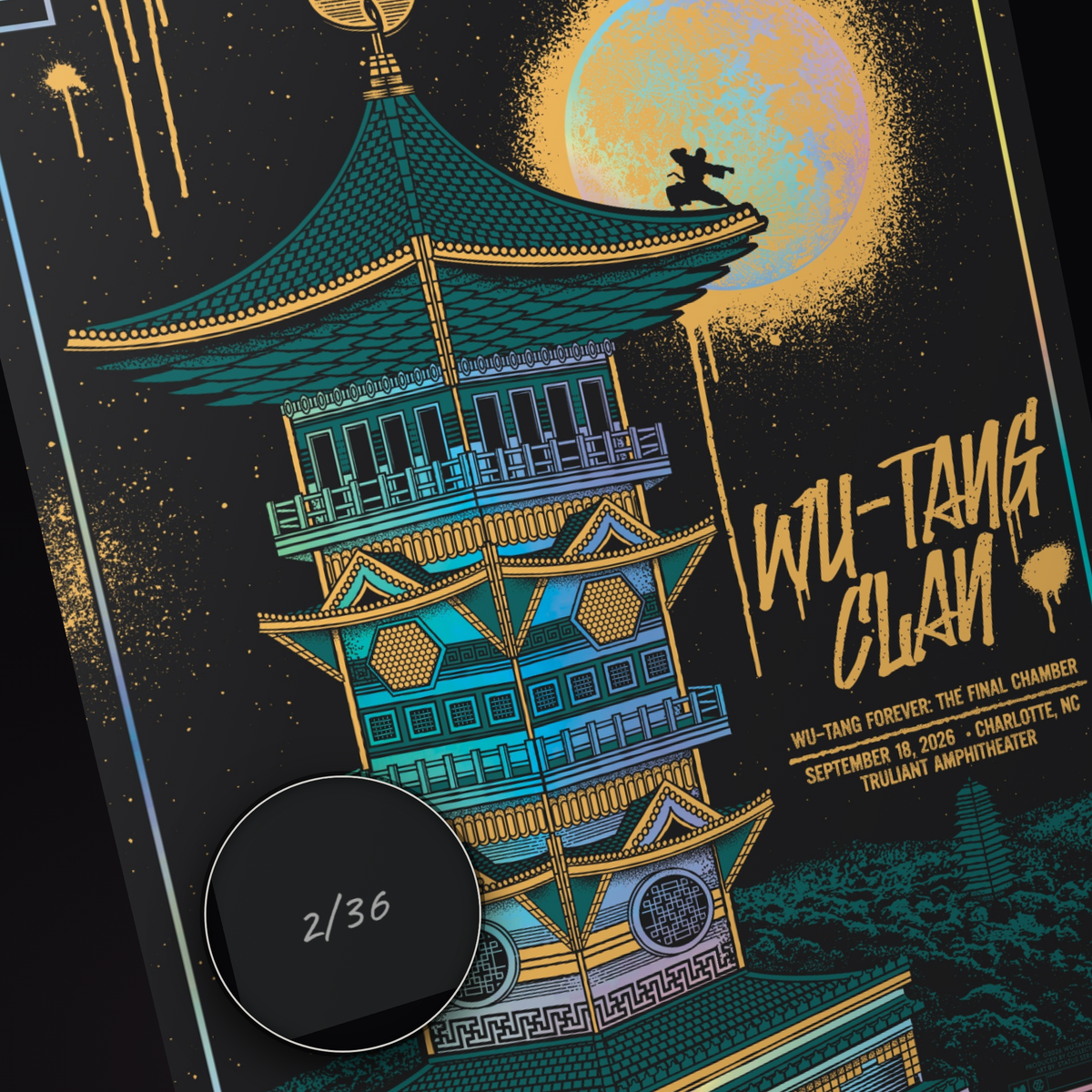 Wu-Tang Clan · Charlotte (Collector's Foil) — hand-numbered corner detail (representative serial 2/36)