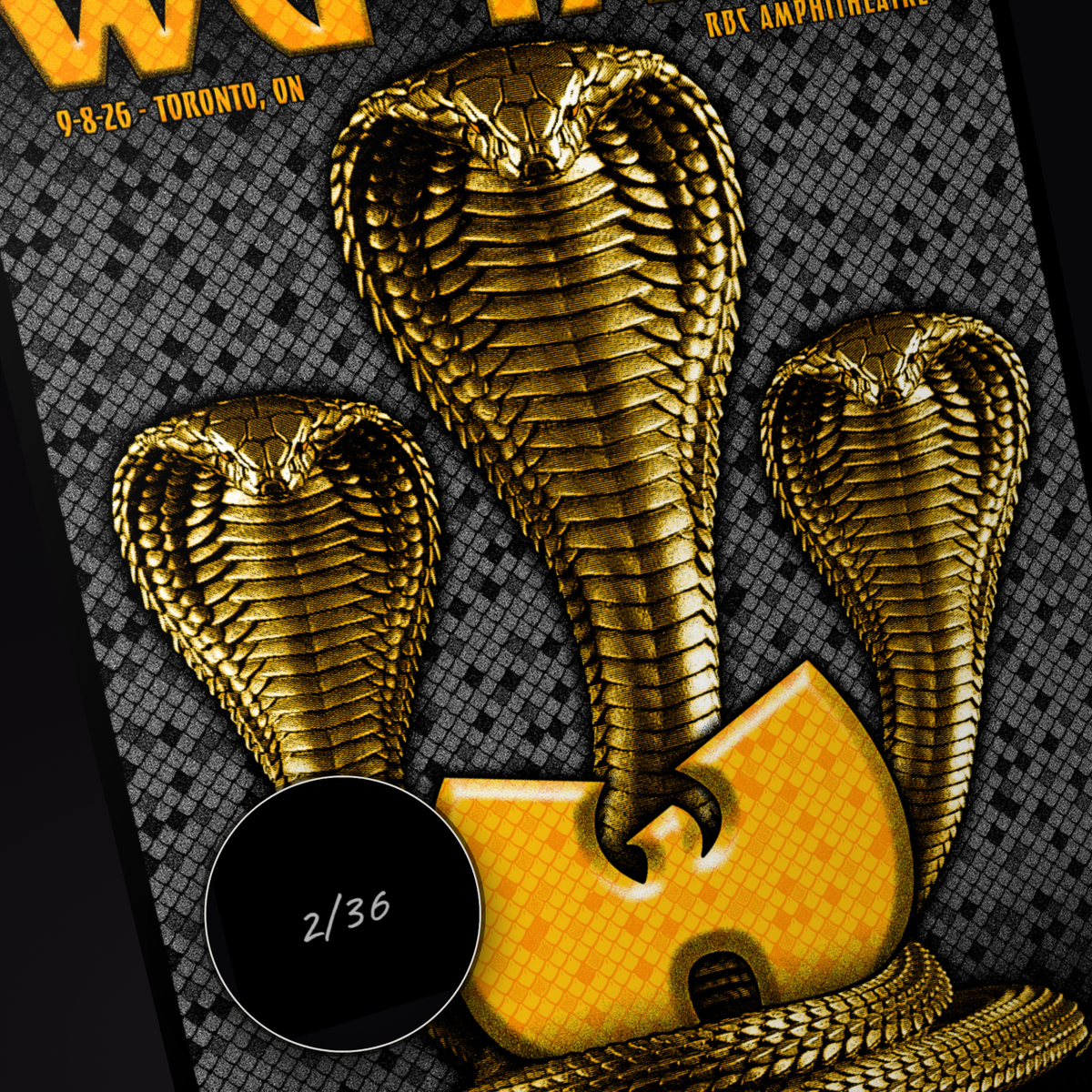 Wu-Tang Clan · Toronto — hand-numbered corner detail (representative serial 2/36)