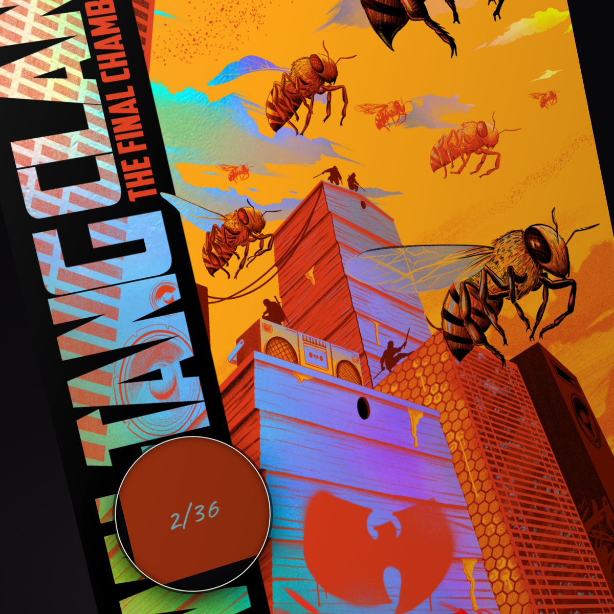 Wu-Tang Clan · Mansfield (Foil) — hand-numbered corner detail (representative serial 2/36)