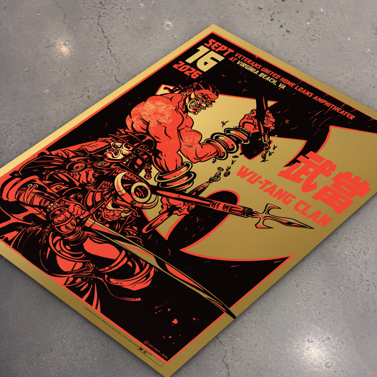 Wu-Tang Clan · Virginia Beach (Foil) — flat lay on shop floor