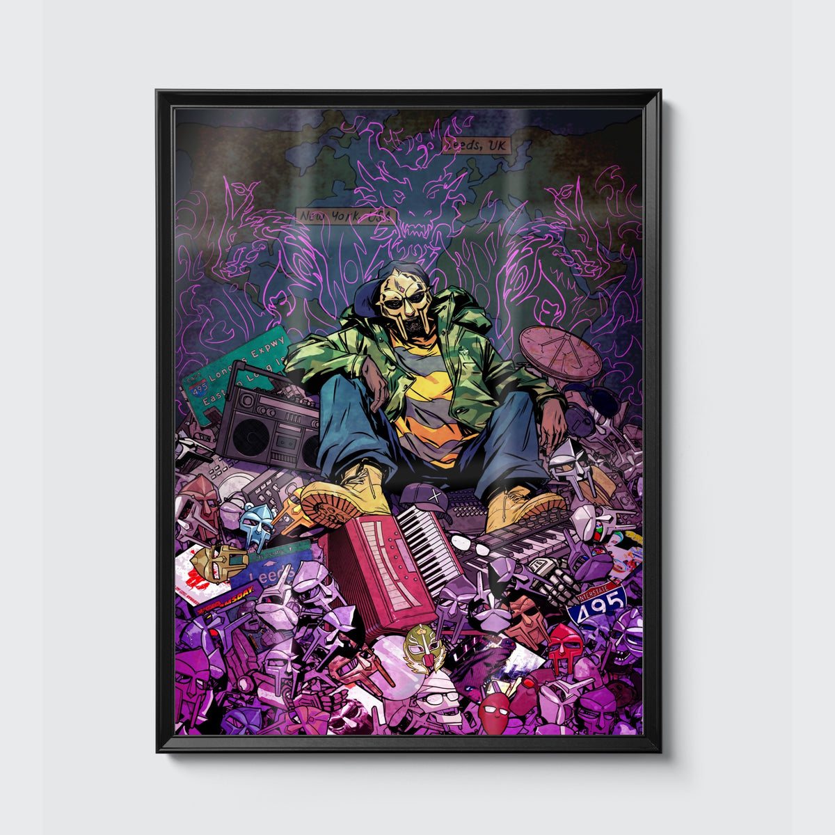 MF DOOM x Sanford Greene Print (Timed Edition) poster, framed on the wall