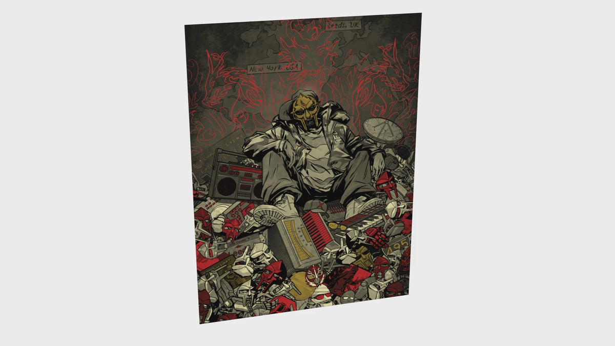 MF DOOM Red & Gold print animated