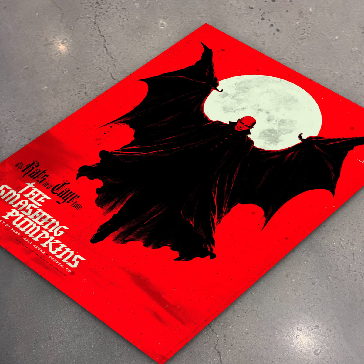 The Smashing Pumpkins Denver October 27, 2026 (Glow in Dark Show Edition) poster, flat lay